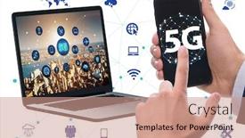  Presentation with mobile technology - Audience pleasing slide set consisting of 5g mobile technology concept - high internet speed backdrop and a coral colored foreground