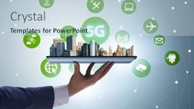  Presentation with mobile technology - Presentation theme consisting of 5g mobile technology concept - high internet speed background and a lemonade colored foreground