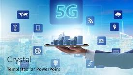  Presentation with mobile technology - Presentation design with 5g mobile technology concept - high internet speed background and a light blue colored foreground