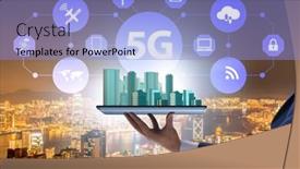  Presentation with mobile technology - Slide set having 5g mobile technology concept - high background and a light blue colored foreground