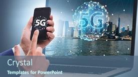  Presentation with mobile technology - Slides featuring 5g mobile technology concept - high internet speed background and a ocean colored foreground
