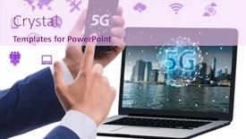  Presentation with mobile technology - Cool new presentation design with 5g mobile technology concept - high internet speed backdrop and a pink colored foreground