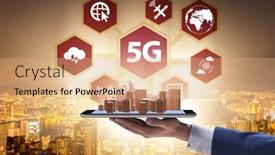  Presentation with mobile technology - Presentation theme consisting of 5g mobile technology concept - high internet speed background and a coral colored foreground