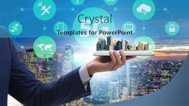  Presentation with mobile technology - Beautiful presentation theme featuring 5g mobile technology concept - high internet speed backdrop and a teal colored foreground