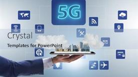  Presentation with mobile technology - PPT layouts with 5g mobile technology concept - high background and a light blue colored foreground