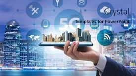  Presentation with mobile technology - Cool new theme with 5g mobile technology concept - high internet speed backdrop and a teal colored foreground