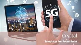  Presentation with high technology - Audience pleasing PPT theme consisting of 5g mobile technology concept - high internet speed backdrop and a coral colored foreground