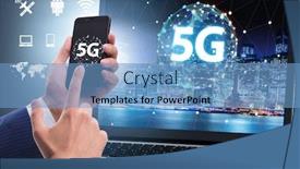 Presentation with mobile technology - PPT theme enhanced with 5g mobile technology concept - high internet speed background and a teal colored foreground