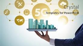  Presentation with mobile technology - Presentation design with 5g-mobile-technology-concept-high background and a blonde colored foreground