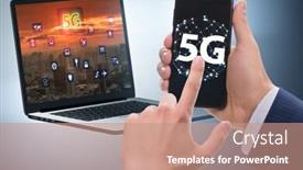  Presentation with high technology - Amazing presentation theme having 5g-mobile-technology-concept-high backdrop and a coral colored foreground