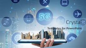  Presentation with mobile technology - Presentation theme with 5g-mobile-technology-concept-high background and a light blue colored foreground