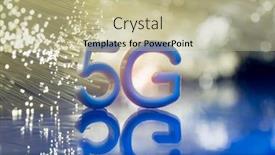  Presentation with fiber optics - Cool new PPT theme with 5g-signs-with-fiber-optics backdrop and a mint green colored foreground