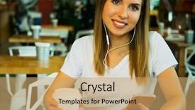  Presentation with blogger - Cool new presentation theme with 5g technology free - cheerful blogger browsing internet websites backdrop and a coral colored foreground