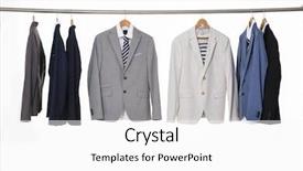  Presentation with man in suit and tie - Amazing PPT theme having 5s quality - row of five man suit backdrop and a white colored foreground