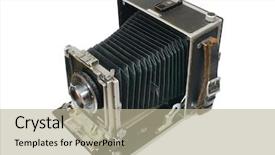  Presentation with old style vintage postcard - Presentation theme having 5x4 press and studio camera background and a  colored foreground