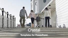  Presentation with low back - Theme with qualidade de vida - family holding hands walking along background and a gray colored foreground