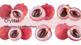  Presentation with juice - Colorful slides enhanced with 6 images of ripe lychees backdrop and a coral colored foreground