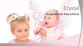  Presentation with baby girl - Presentation theme with baby girl with pink wings background and a sky blue colored foreground