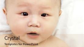  Presentation with mother baby asian breastfeeding - PPT theme consisting of 6 months old asian baby background and a coral colored foreground