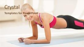  Presentation with sporty - Audience pleasing PPT theme consisting of 6 practice - beautiful sporty woman doing exercise backdrop and a lemonade colored foreground