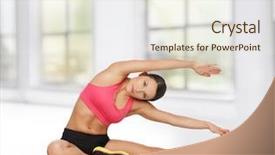  Presentation with exercise - PPT theme featuring 6 practice - beautiful sporty woman doing exercise background and a sky blue colored foreground