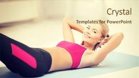  Presentation with exercise - Cool new presentation theme with 6 practice - beautiful sporty woman doing exercise backdrop and a cream colored foreground