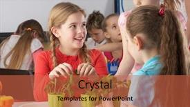  Presentation with school children - Slides having 6 practice - children learning about plants background and a red colored foreground