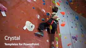  Presentation with rock climbing - Amazing presentation theme having 6 practice - determined boy practicing rock climbing backdrop and a tawny brown colored foreground