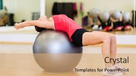  Presentation with gym ball - PPT theme with 6 practice - fitness sport training gym background and a coral colored foreground