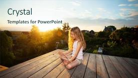  Presentation with outdoors - Slides with 6 practice - girl meditating outdoors child practicing background and a sky blue colored foreground