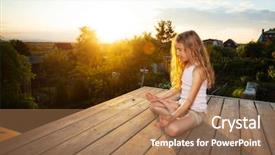  Presentation with outdoors - Presentation theme with 6 practice - girl meditating outdoors child practicing background and a coral colored foreground