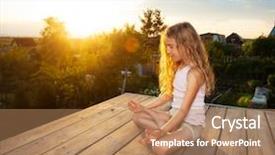  Presentation with save girl child - Colorful slide set enhanced with 6 practice - girl meditating outdoors child practicing backdrop and a  colored foreground