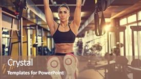  Presentation with medical simulation training - PPT layouts with 6 practice - girl on training in gym background and a coral colored foreground