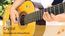 Presentation with guitar - Slide deck featuring 6 practice - little boy playing guitar background and a  colored foreground