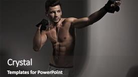  Presentation with build - Amazing presentation theme having 6 practice - well build man practicing backdrop and a  colored foreground