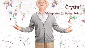  Presentation with bunch - Beautiful slide deck featuring 60 birthday - joyful senior gentleman standing backdrop and a lemonade colored foreground