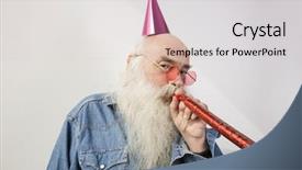  Presentation with party - Presentation featuring 60 birthday - portrait of senior man wearing background and a light gray colored foreground