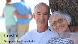  Presentation with older couple - Amazing slides having 60 s - relaxed older couple sitting backdrop and a light blue colored foreground