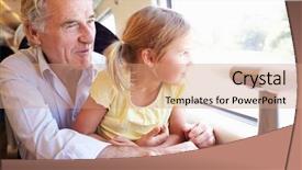  Presentation with transnational journey - Beautiful presentation design featuring 60 years - grandfather and granddaughter relaxing backdrop and a  colored foreground