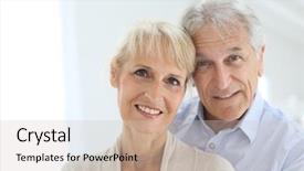  Presentation with active seniors senior couple - Cool new theme with 60 years - portrait of senior and happy backdrop and a soft green colored foreground