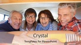  Presentation with black couple having fun - Slides consisting of 60 years - portrait of senior friends having background and a lemonade colored foreground