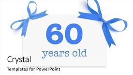  Presentation with birthday card - Beautiful slide set featuring 60 years old written backdrop and a  colored foreground