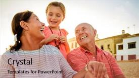  Presentation with grandparents - Colorful presentation theme enhanced with 60s - little girl visiting grandparents backdrop and a red colored foreground