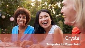  Presentation with friends - Amazing slides having 60s - mature female friends enjoying outdoor backdrop and a coral colored foreground