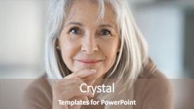  Presentation with white and black woman climbing ladders - Amazing slide deck having 60s - portrait of beautiful senior woman backdrop and a coral colored foreground