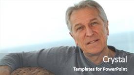  Presentation with senior heands - PPT theme consisting of 60s 60s - portrait of senior man background and a gray colored foreground