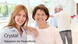  Presentation with business training - Amazing theme having 60s 60s - portrait of smiling women backdrop and a  colored foreground