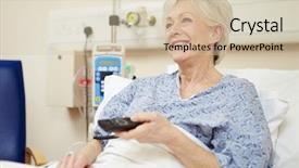  Presentation with 60s - Beautiful slide deck featuring 60s 60s - senior female patient watching tv backdrop and a soft green colored foreground