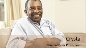  Presentation with 60s - Slide set consisting of 60s 60s - senior man relaxing in chair background and a  colored foreground