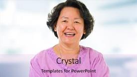  Presentation with senior asian - Slide set featuring 60s cheerful asian senior woman background and a lavender colored foreground